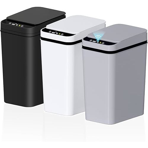 Bathroom Small Trash Can with Lid, Automatic Garbage Can, 2.6 Gallon