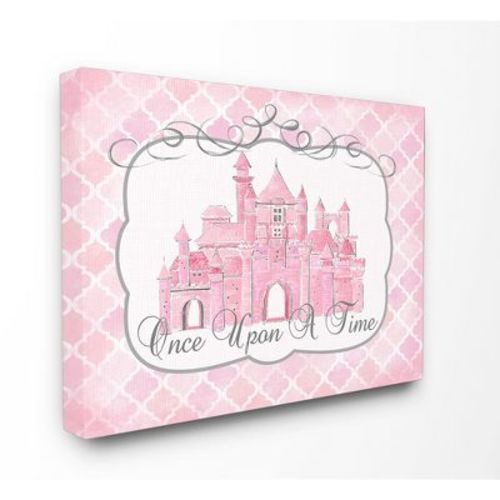 Once Upon A Time Pink Water Color Castle Stretched Canvas Kids' Wall Art (16"x20"x1.5) - Stupell Industries: Kids Frames