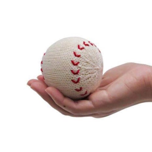 Organic Baseball Rattle Toys, Hand knit | Estella