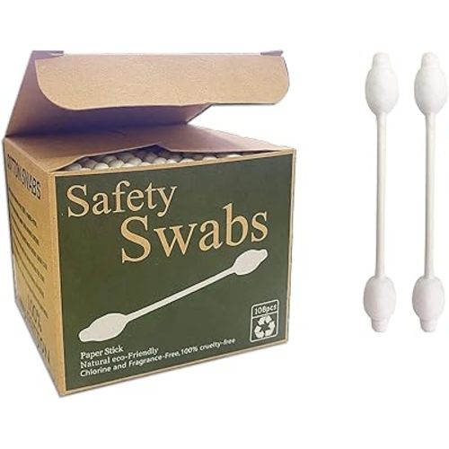 Safety Cotton Swabs with Large Tip 216PCS,Baby Cotton Buds With Natural Paper Stick For Newborn,Kids