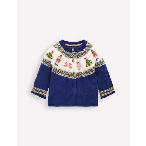 Edie Fair Isle Cardigan-College Navy Nutcracker