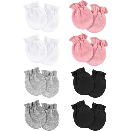 BQUBO Newborn Infant Toddler Mittens No Scratch Cotton Elastic Wrist Gloves Hypoallergenic for 0-6 Months Baby Boys Girls