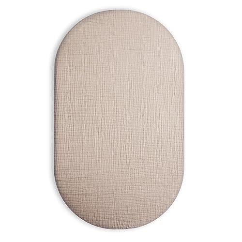 Bassinet Sheet for Baby Boy and Girl, Universal Fit for Rectangle, Oval, Hourglass Bassinet Mattress, Moses Basket Sheets (Beige)