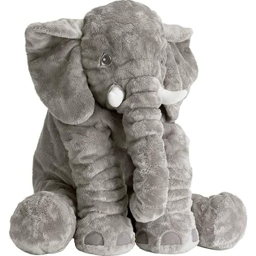 Giant Elephant Stuffed Animals Oversized 24 Inch Large Stuffed Elephant Pillow Toy Gray Gifts for Kids Girlfriend Home Decor