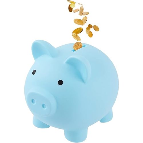 Piggy Bank for Boys, Unbreakable Plastic Money Bank,Baby Boy Money Bank,Practical Gifts for Birthday, Festival, Baby Shower (Blue)