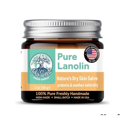 100% Pure Anhydrous Lanolin Cream - Handmade, Unrefined Balm for Dry & Itchy Skin, Cracked Lips, Breastfeeding, Baby Care, Nursing Essentials & Petroleum-Free for Hands, Face & Paw - 2oz Glass Jar