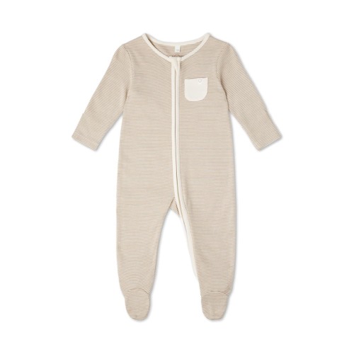 Clever Stripe Zip Fitted One-Piece Pajamas, Newborn