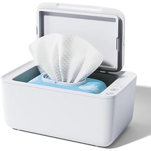 Baby Wipe Warmer, Wipe Warmer and Baby Wet Wipes Dispenser, Wipes Warmer for Newborn Baby Evenly Heated, Portable Wipe Warmer Smart Control, Diaper Warmer Large Capacity Wipe Dispenser Nursery (White)
