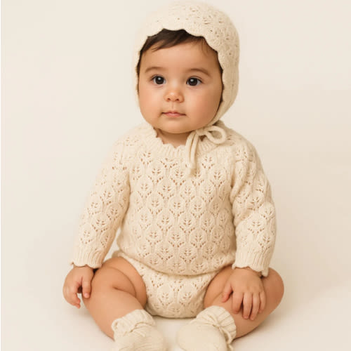 Cotton Lace Romper | Lacy Oatmilk – Olive and Cradle