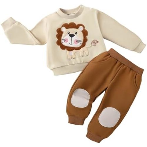 Toddler Baby Boy Outfit Fall Winter Boy Clothes Long Sleeve Cute Cartoon Sweatsweatshirts Pants Outfits 9 Months-4T