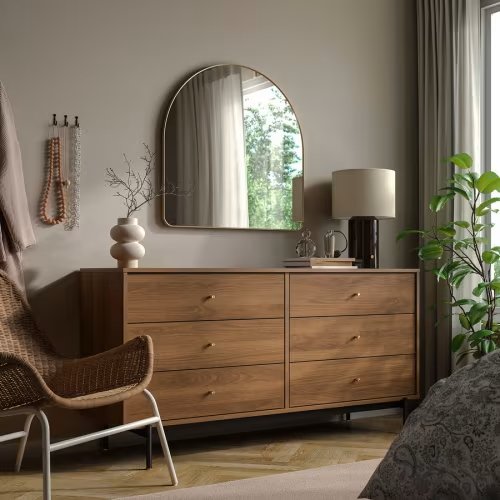 RÅDMANSÖ
6-drawer dresser, brown walnut effect