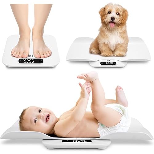 TIPRE Baby Weight Scale, Infant Scale with Detachable Tray, Pet Scale for Cat Dog, Multiple Weighing Scale for Toddler, Children, Pet and Adult Auto-Rotation LED Screen, Up to 400lb/180kg