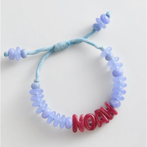 Wear Everywhere Waterproof Custom Bracelet - Blue Lace Agate/Fuchsia