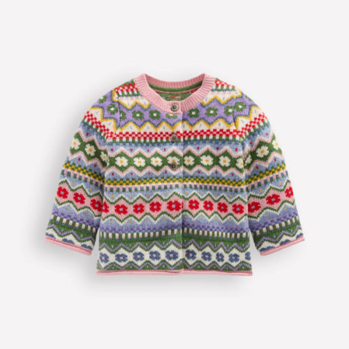 Edie Fair Isle Cardigan-Multi Flower Fair Isle | Boden USA