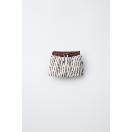 1-6 YEARS/ STRIPED SWIM SHORTS - Brown / Ecru | ZARA United States