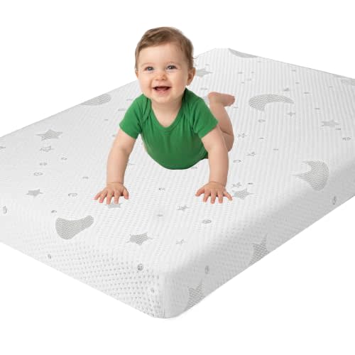 Pack and Play Mattress 38x26x3, Dual Sided Memory Foam Mini Crib Mattress Pad, CertiPUR-US & Oeko-TEX, 4-in-1 Firm Infant & Soft Toddler, Waterproof Washable, Fits Playard Playpen
