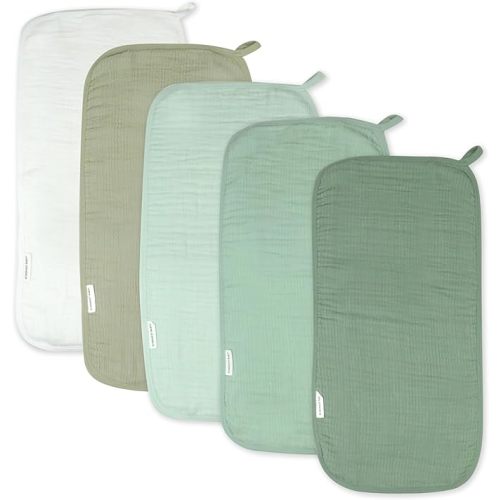 HonestBaby Multipack Woven Burp Cloths Soft Absorbent Multi-layered 100% Organic Cotton Infant Baby Boys, Girls, Unisex, Sage Ombre, One Size