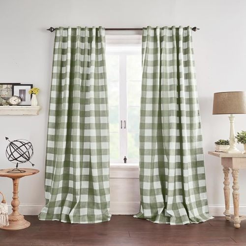 Grainger Rod Pocket Back Tab Window Curtain Panel, Sage Green - 52" W x 84" L