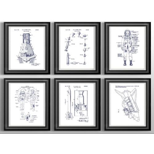 Nasa Poster Space Themed Nursery Moon Landing Teen Boy Gift Rocket Wall Decor Spaceships Set of Posters Space Nursery Print Set of 6 Prints