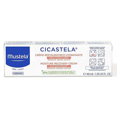 Mustela Cicastela Moisture Recovery Cream - Multipurpose Baby Ointment for Skin Discomfort - with Natural Avocado & Hyaluronic Acid - Fragrance-Free - 1.35 fl. Oz