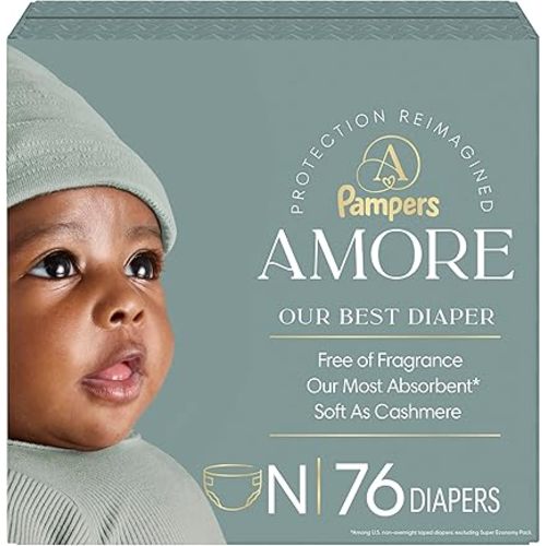Pampers AMORE, Size 0, Our Best Diaper, 1 Pack (Count of 76)