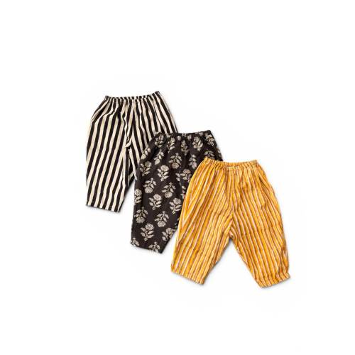 Kids Block Print Cotton Cropped Pants, Kids Harem trouser, Natural Dyed