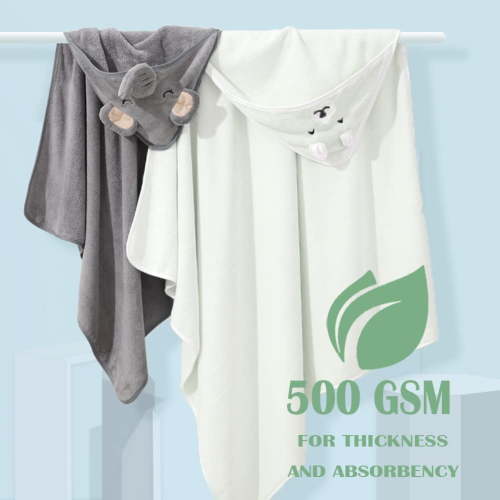 URSEORY 2 Pack Hooded Baby Towels, Premium Soft Bath Towel for Babies, Newborn, Infant and Toddler, Ultra Absorbent, Natural Baby Stuff Towel with Hood for Boy and Girl (Elephant, Bird)