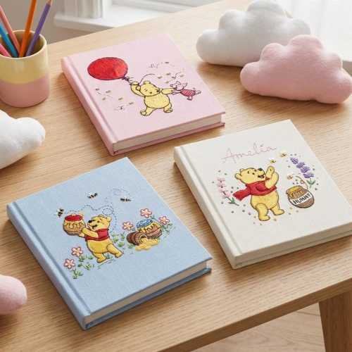 Custom Embroidered Baby Photo Album, Disney Winnie The Pooh Photo Album, Unique Baby Photo Album, Linen Baby Memory Book, Newborn Keepsake