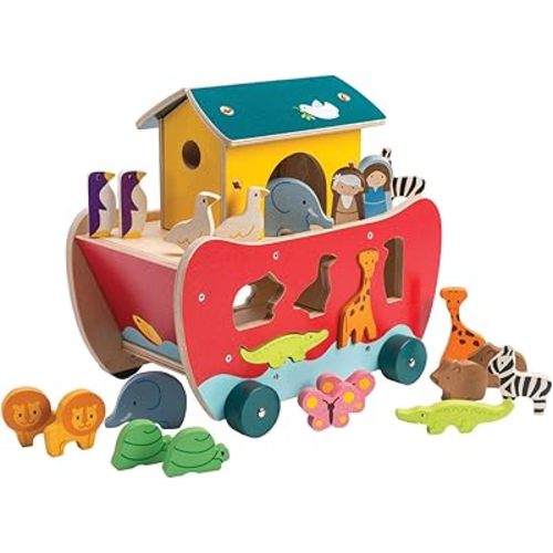 Tender Leaf Toys - Wooden Noah’s Ark Animal Shape Sorter Toy - Encourages Imaginative Play, Improves Recognition and Problem Solving Skills - 3 Years +