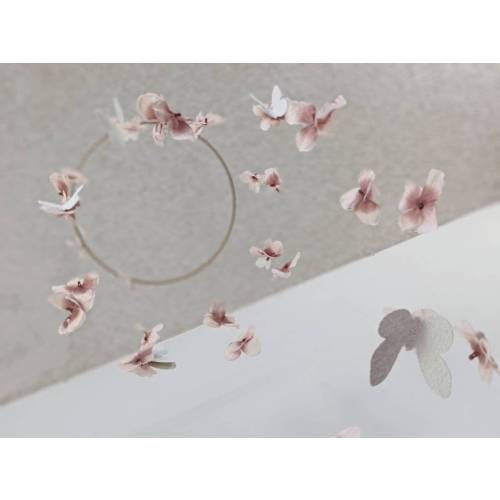 Sparkle Butterfly Floral Baby Girl Mobile - Felt Butterfly Mobile - Pink Flower Crib Mobile - White Nursery Decor - Spinning Baby Decor