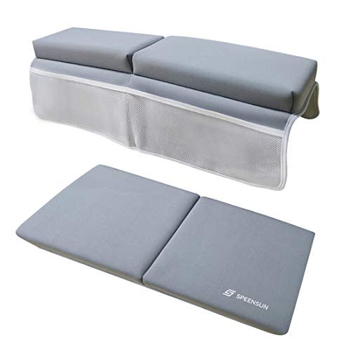 Bath Kneeler and Elbow RestPad, 1.5 Inch Thick Knee Pad for Bath Kneeling,Baby Tub Kneeling Pad with Bathtub Toy Organizer for Happy Baby Tub Time(Gray)