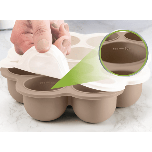 KeaBabies Silicone 2oz Breast Milk Freezer Trays with Lid 10 Pods (Chai Latte)