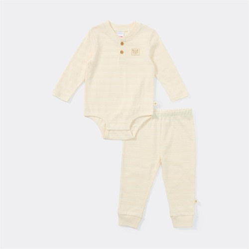 Huggies Babywear Organic Cotton Textured Bodysuit & Pant Set - Oatmeal