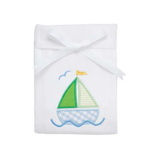 Sailboat Applique Burp, Blue