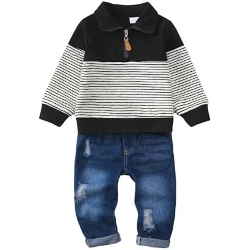 Toddler Baby Boy Clothes Fall Winter Outfits Infant Long Sleeve Shirt Jeans Sets Casual Kids Clothes for Boys 12M-5Y