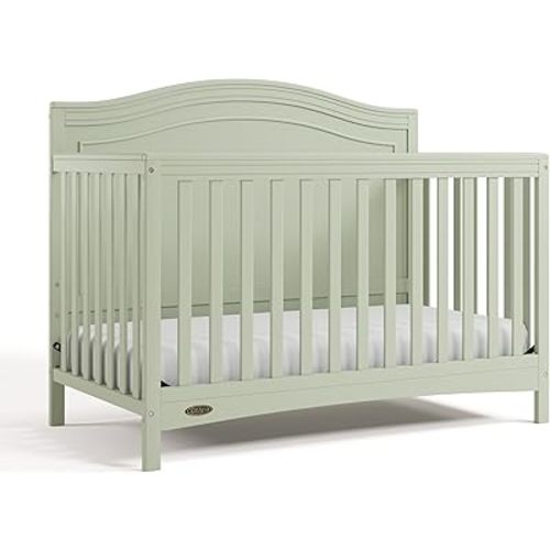 Graco Paris 4-in-1 Convertible Crib - GREENGUARD Gold Certified, Converts to Toddler Bed, Daybed and Full Bed, Fits Standard Crib Mattress, Adjustable Mattress Base, Sage