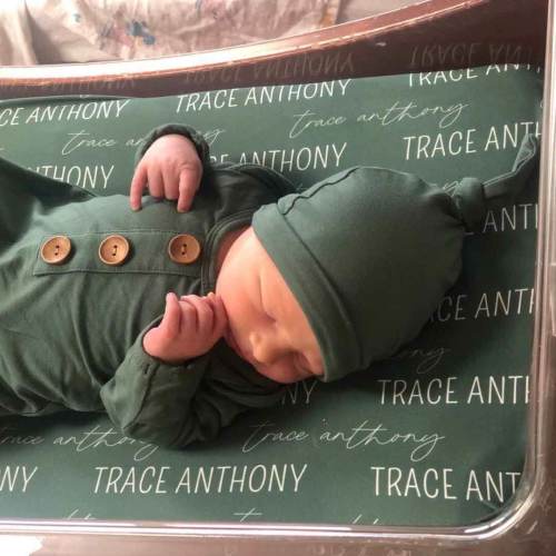 Personalized Emerald Baby Name Swaddle Blanket - Block & Script