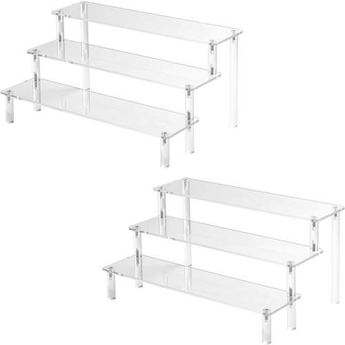 Acrylic Risers Display Stands, 3 Tier Perfume Organizer Display Shelf & Versatile Cupcake Stand Holder, Display Risers for Figures, Dessert Shelves for Party for Decoration and Organizer