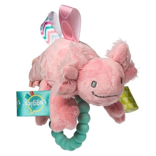 Taggies Soft Baby Rattle with Soothing Teether Ring and Sensory Tags, 6-Inches, Lizzy Pink Axolotl