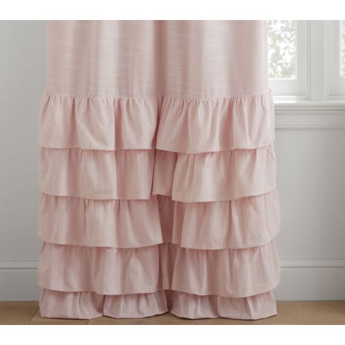 Evelyn Linen Blend Ruffle Bottom Blackout Curtain
