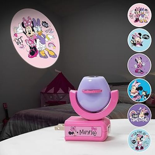 Disney Projectables Disney Minnie Mouse LED Kids Night Light, Projector, Dusk to Dawn, Plug-in ,Mickey Mouse, for Kids, Girls Bedroom, Playroom, Gaming Room, Nursery, 57958