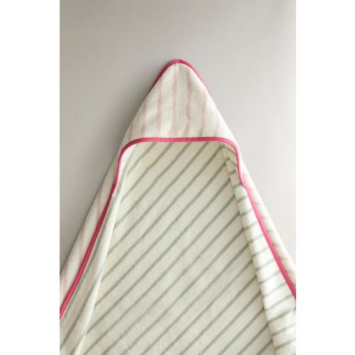 REVERSIBLE STRIPED HOODED BABY TOWEL - Pink
