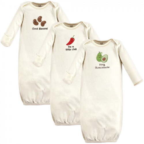 Touched by Nature Baby Unisex Organic Cotton Gowns, Guacamole, Preemie/Newborn