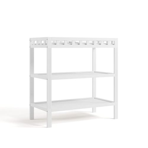 Storkcraft Morningside Changing Table, White | GREENGUARD Gold Certified Baby Changing Table, Includes Waterproof Diaper Changing Pad, Easy Assembly, 2 Open Shelves
