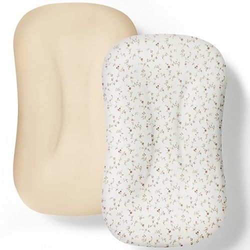 Baby Lounger Cover 2 Pack - Silky Soft and Breathable Infant Lounger Cover, Newborn Lounger Slipcover for Baby Boys Girls, Fits Cpzzkq & Most Loungers, Cover Only, White