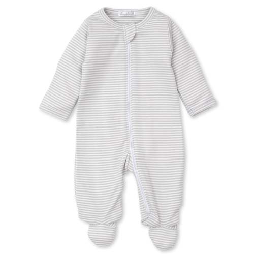 Classic Rib Silver Stripe Zip Footie
