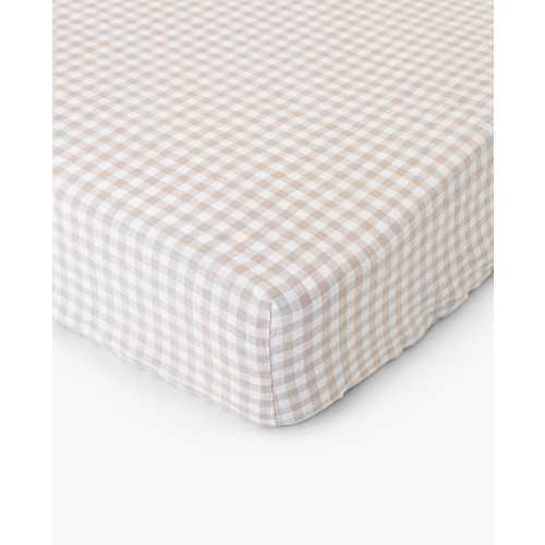 Beige White Gingham 100% Cotton Fitted Standard Crib Sheets Baby Boy Baby Girl Baby Shower Gift Baby Essential Nursery Room Cottage Core