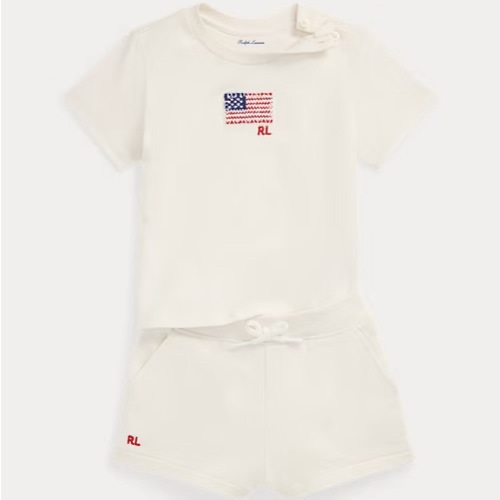 Flag Cotton Jersey Tee & Terry Short Set 6M