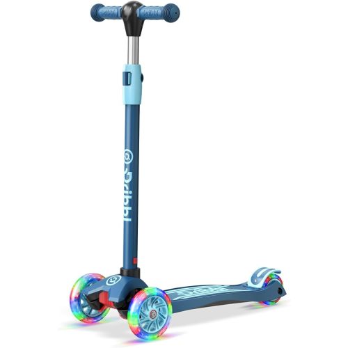 Dribbl 3-Wheel Kids Scooter - Lean-to-Steer Technology, Adjustable Height Handlebar, Wide Anti-Slip Deck, Scooter for Boys & Girls Ages 3+, Child Safety Approved, Support Riders Up to 165 lbs, Blue