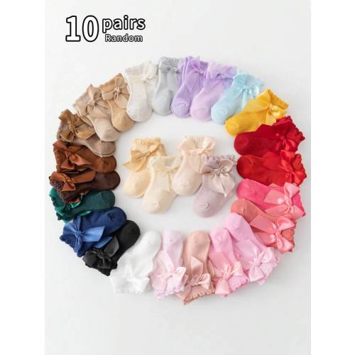 10 Pairs Cute Bow Decorated Baby Socks, Suitable For 0-3 Years Old Kids | SHEIN USA